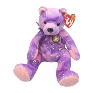 2003 Ty Beanie Baby "Clubby VI" Retired Siler Speckles Purple Bear BB17